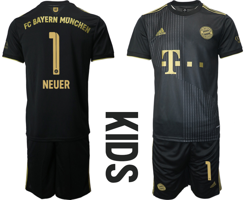 Youth 2021-2022 Club Bayern Munich away black #1 Soccer Jersey->customized soccer jersey->Custom Jersey